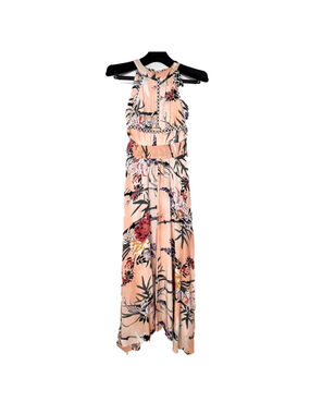 Anthropologie JAASE Endless Summer Floral Print Boho Beach Halter Maxi Dress S